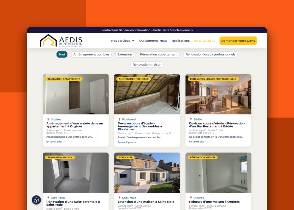 Création site vitrine entreprise de rénovation - Aedis Rénovation - visuel 2