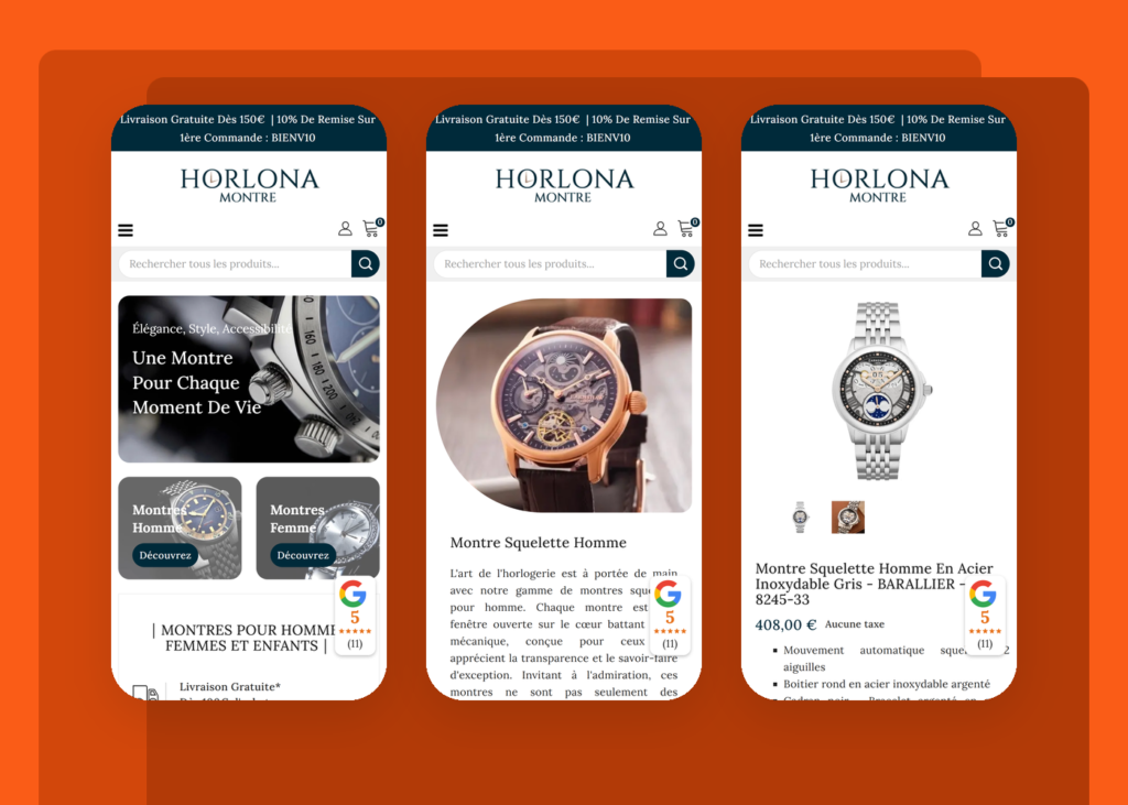 Création d'un site e-commerce de montres - Horlona - visuel 2
