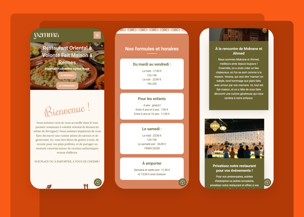 Création site vitrine pour un restaurant oriental - Yemma - visuel 3